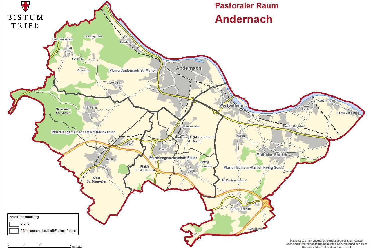 Landkarte Pastoraler Raum Andernach