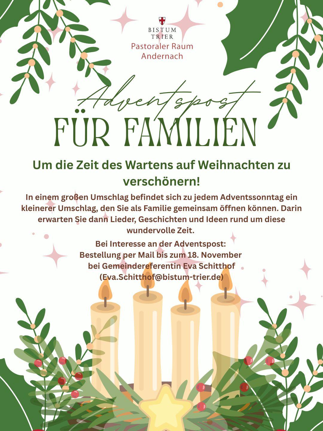 Plakat zur Aktion Adventspot für Familien