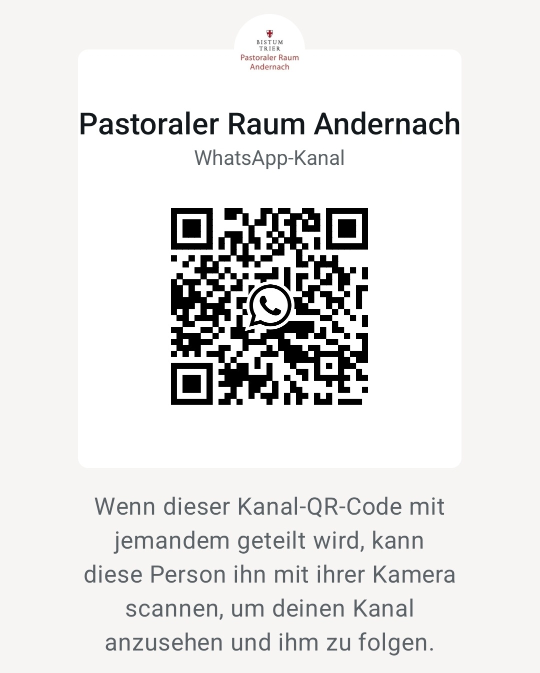 QR-Code, um dem Whatsapp-Kanal des Pastoralen Raums Andernach zu folgen
