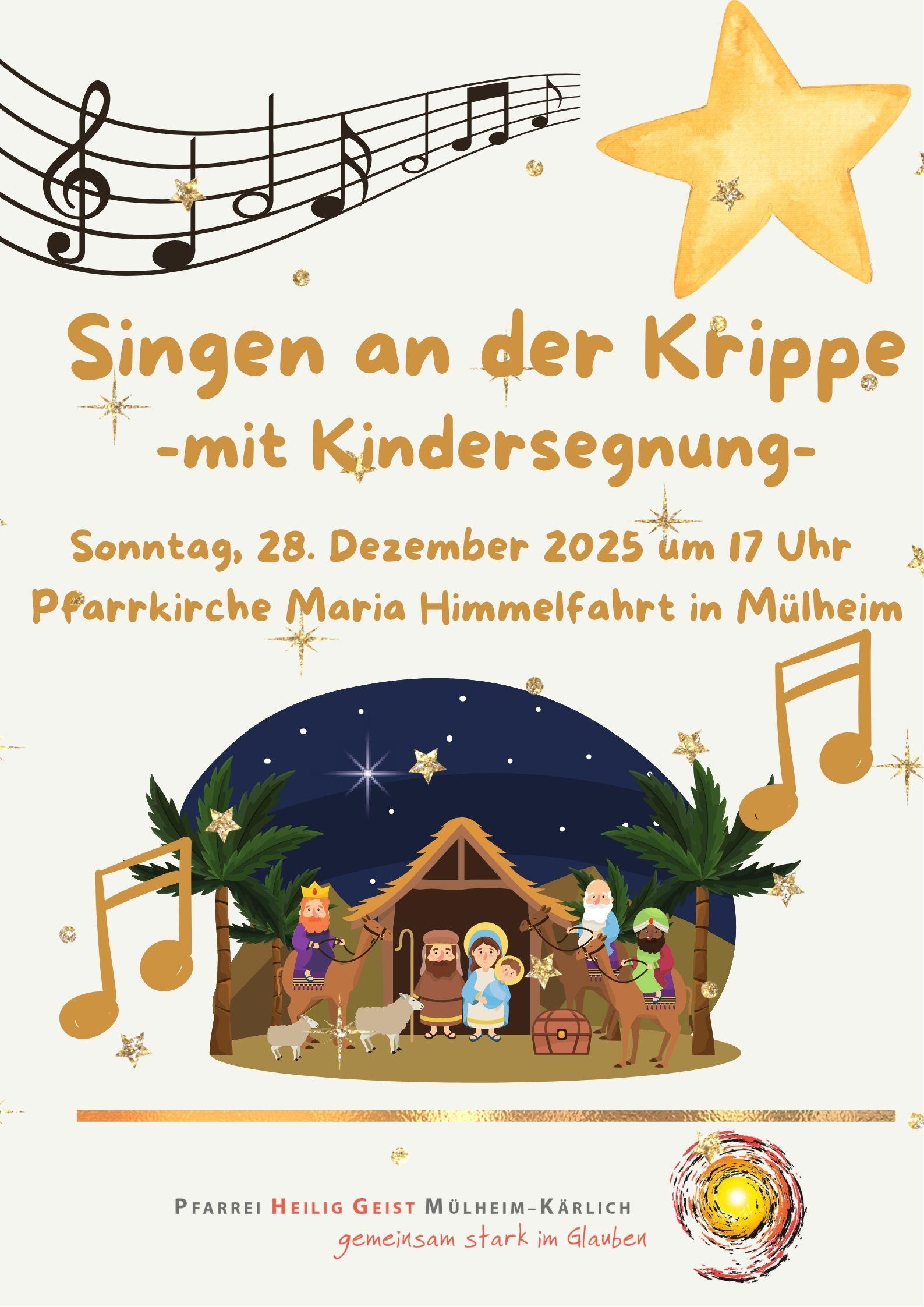 Plakat zum Singen an der Krippe