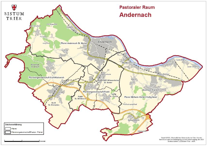 Landkarte Pastoraler Raum Andernach